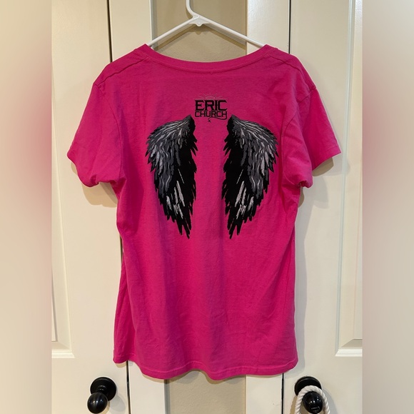Eric Church Pink V-Neck Graphic T-Shirt - Picture 2 of 7